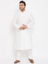 Vastramay Men's Plus Size White Silk Blend Kurta Pyjama Set